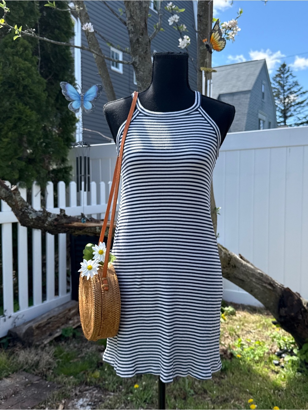 Beach Date Coastal Navy Striped Madewell Swing Shift Dress | Sz. XS